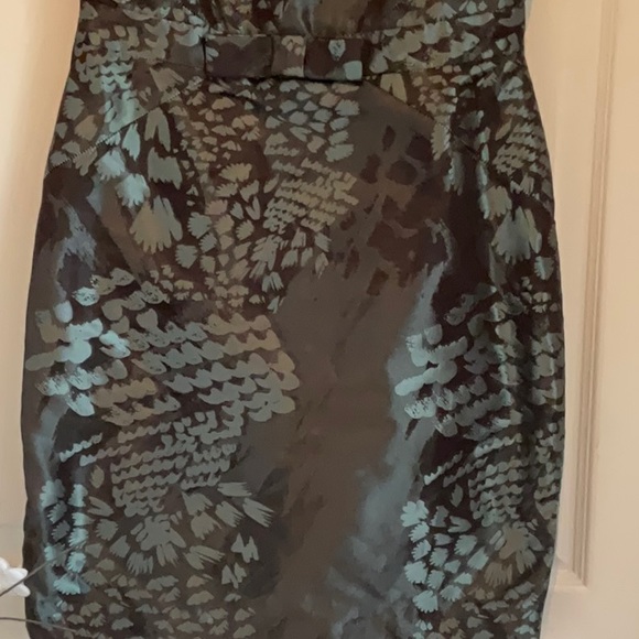 Anne Klein New York, sz 6 gorgeous shiny dress. EUC brown/grey/turquoise - Picture 3 of 12